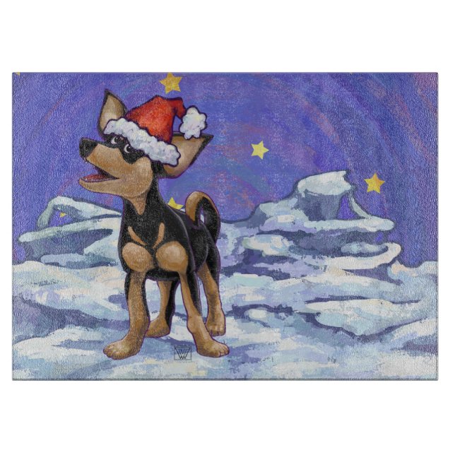 Starry Night Festive Chihuahua Cutting Board (Front)