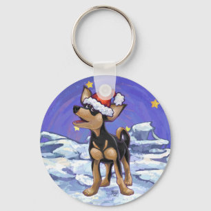 Starry Night Festive Chihuahua Keychain