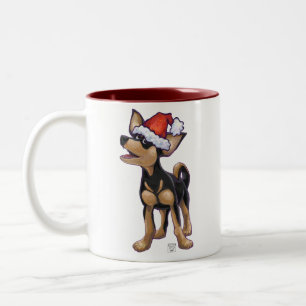 Starry Night Festive Chihuahua Two-Tone Coffee Mug