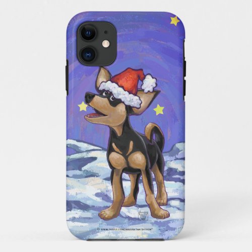 Starry Night Festive Chihuhua in Santa Hat iPhone 11 Case