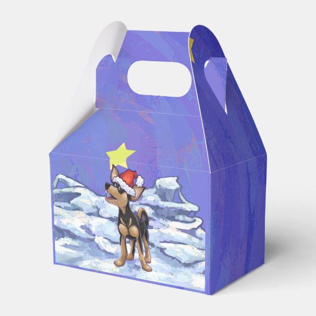 Starry Night Festive Chihuhua in Santa Hat Favor Boxes (Front Side)