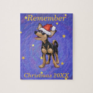 Starry Night Festive Chihuhua in Santa Hat Jigsaw Puzzle