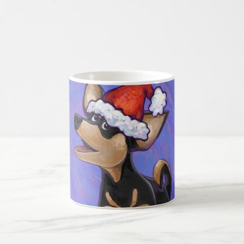 Starry Night Festive Chihuhua in Santa Hat Magic Mug