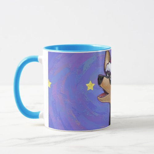 Starry Night Festive Chihuhua in Santa Hat Mug