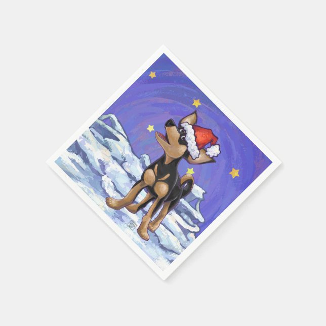 Starry Night Festive Chihuhua in Santa Hat Napkins (Corner)