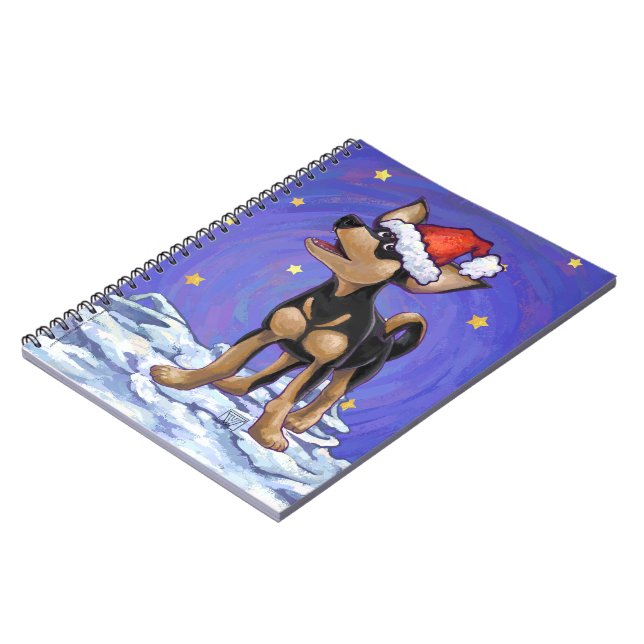 Starry Night Festive Chihuhua in Santa Hat Notebook (Left Side)