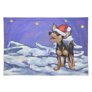 Starry Night Festive Chihuhua in Santa Hat Placemat
