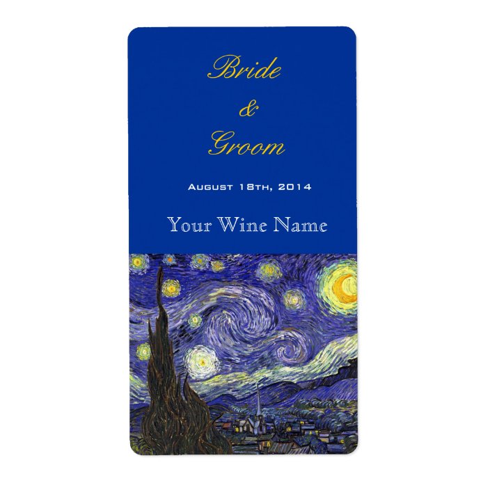 Starry Night Fine Art Wedding Wine Labels Zazzle Com