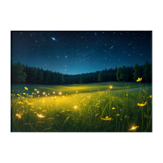 Starry Night Firefly Meadow Acrylic Print