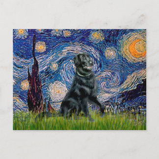 Starry Night - Flat Coated Retriever 2 Postcard