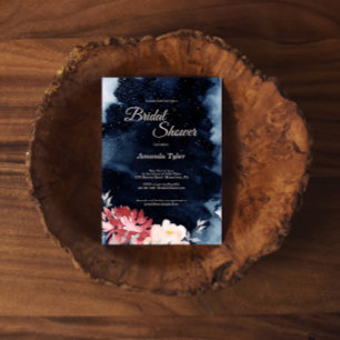 Starry Night Floral Bridal Shower Invitation