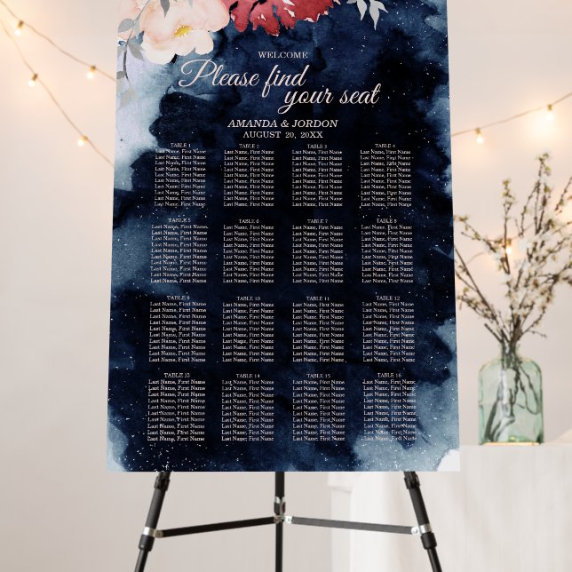 Starry Night Floral Seating Chart Welcome Sign (In Situ (Stand))