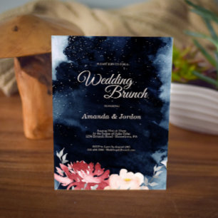 Starry Night Floral Wedding Brunch Invitation