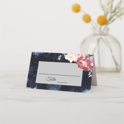 Starry Night Floral Wedding Place Card Tent