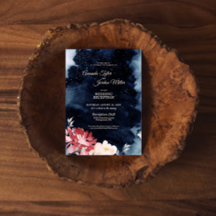 Starry Night Floral Wedding Reception Invitation