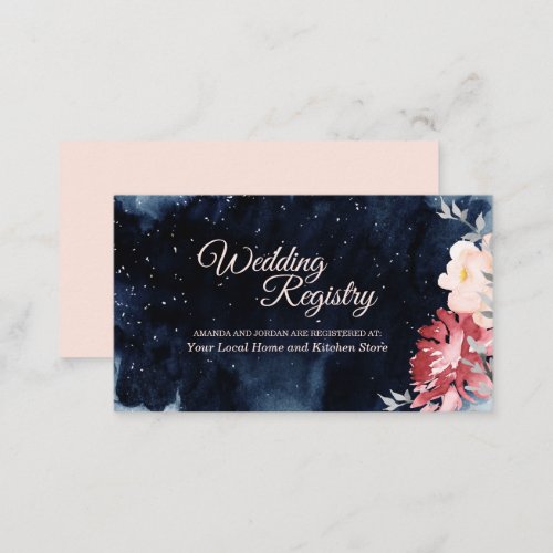 Starry Night Floral Wedding Registry Enclosure Card