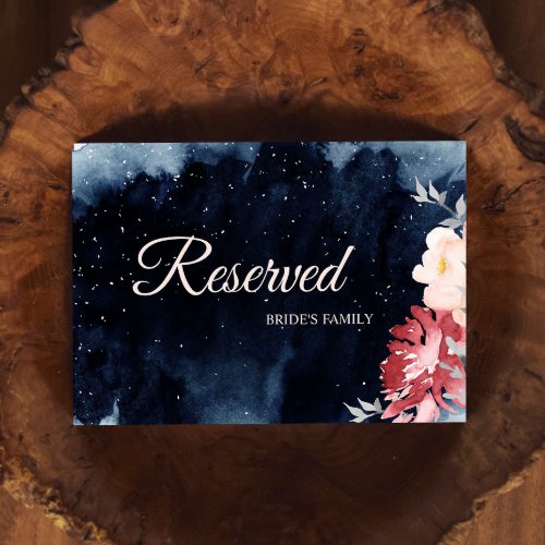 Starry Night Floral Wedding Reserved Sign