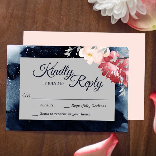 Starry Night Floral Wedding Response Card