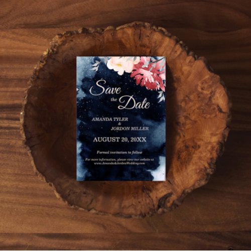 Starry Night Floral Wedding Save The Date