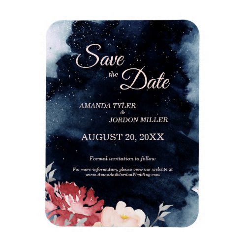 Starry Night Floral Wedding Save the Date Magnet