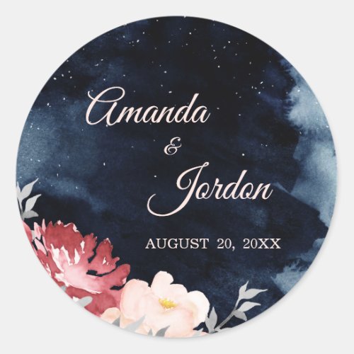 Starry Night Floral Wedding Stickers