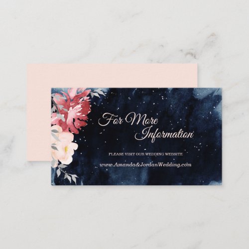 Starry Night Floral Wedding Website Enclosure Card