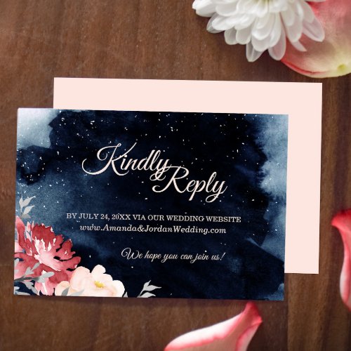 Starry Night Floral Wedding Website Response Card
