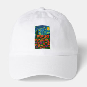 Starry Night Floral Welcome Artistic Design Hat