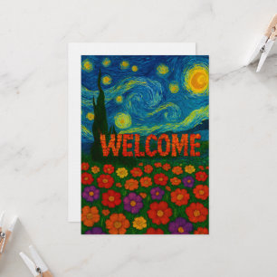 Starry Night Floral Welcome Artistic Design Invitation
