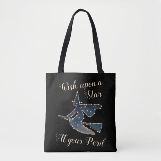 Starry Night Flying Witch Tote Bag (Front)
