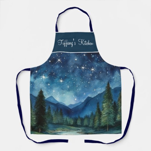 Starry Night Forest Apron