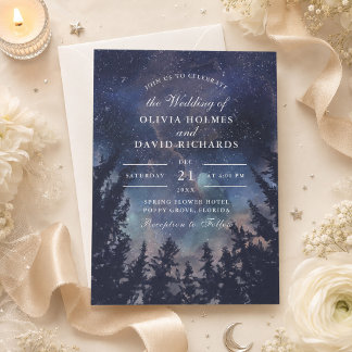 Starry Night Forest Celestial Wedding Invitation