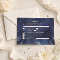 Starry Night Forest Celestial Wedding RSVP Card
