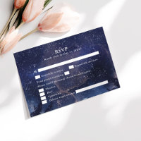 Starry Night Forest Celestial Wedding RSVP Card