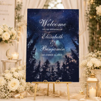Starry Night Forest Celestial Wedding Welcome Sign