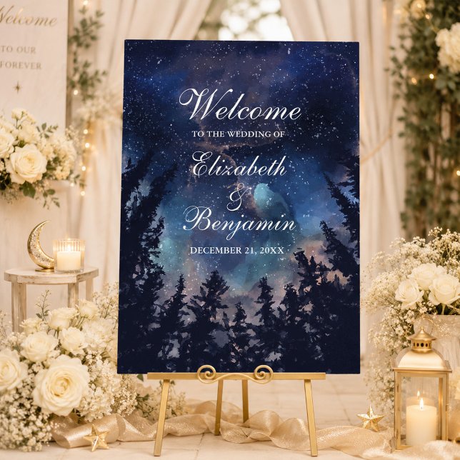 Starry Night Forest Celestial Wedding Welcome Sign (Starry Night Forest Celestial Wedding Welcome Sign)