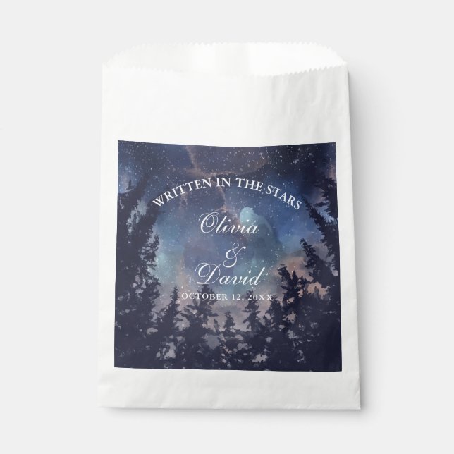 Starry Night Forest Wedding Favor Bag (Front)