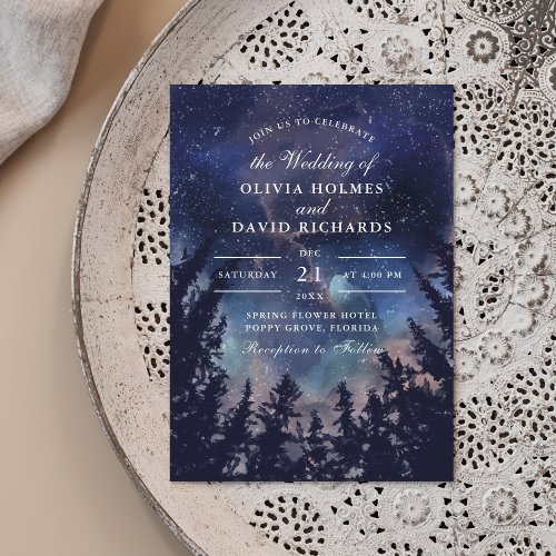 Starry Night Forest Wedding Invitation