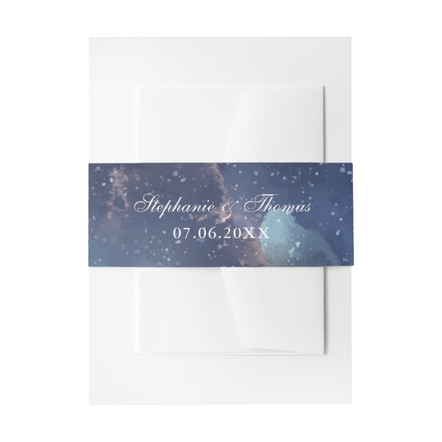 Starry Night Forest Wedding Invitation Belly Band (Front Example)