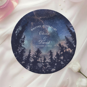 Starry Night Forest Wedding Paper Plates