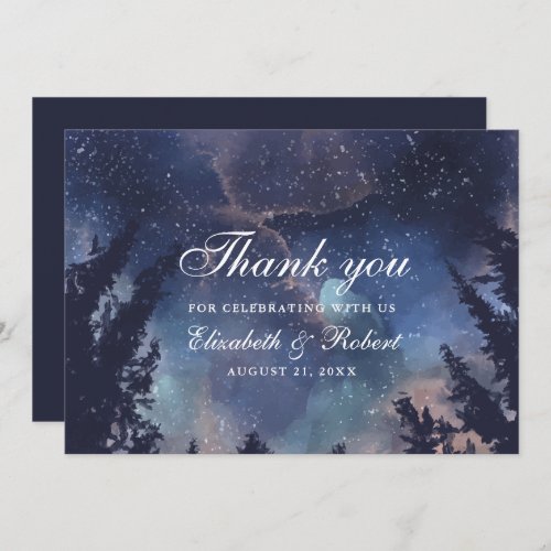 Starry Night Forest Wedding Thank You Card