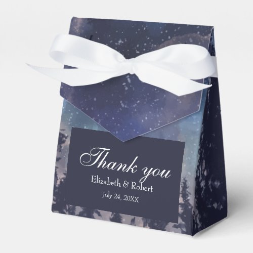Starry Night Forest Wedding Thank You Favor Boxes