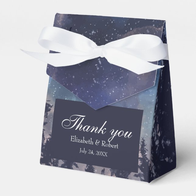 Starry Night Forest Wedding Thank You Favor Boxes (Front Side)