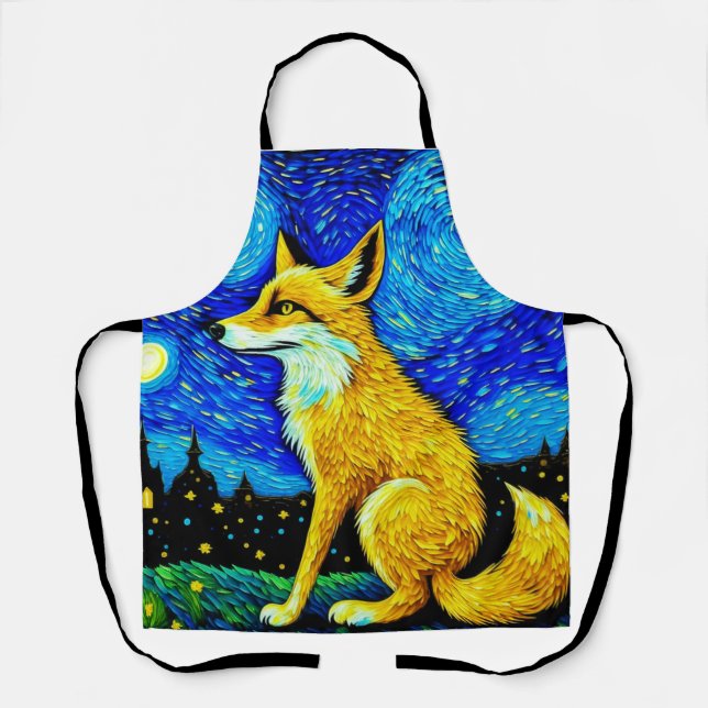 Starry Night Fox Apron (Front)