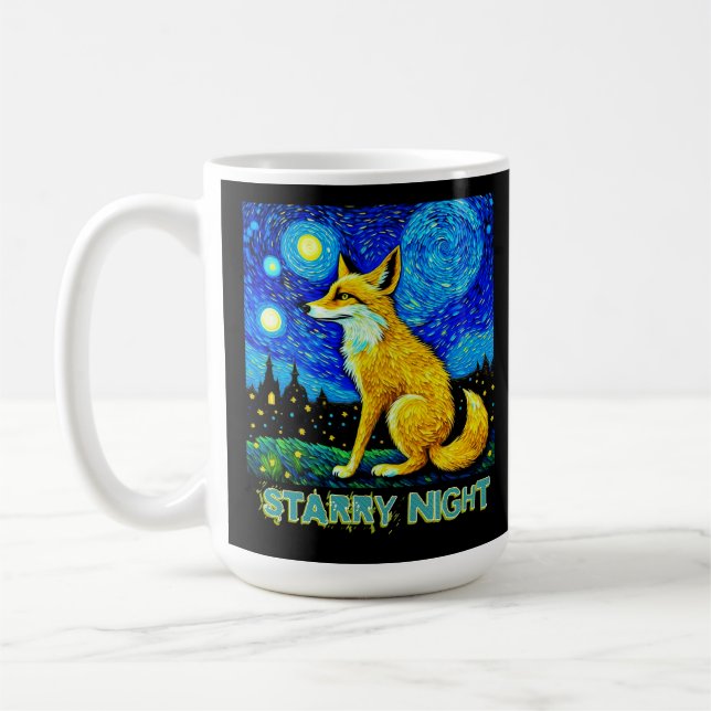 Starry Night Fox Coffee Mug (Left)