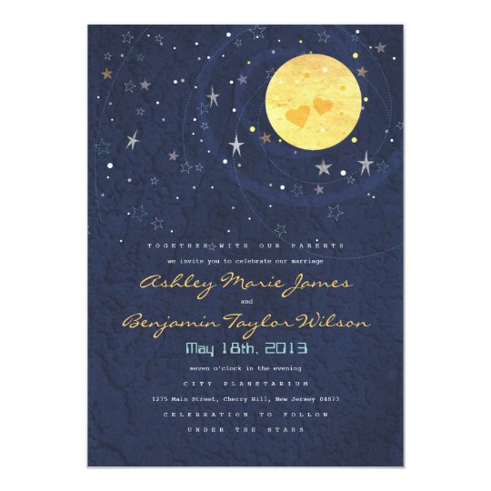 Starry Night Full Moon Wedding Invitation Zazzle Starry Night Full Moon Wedding Invitation