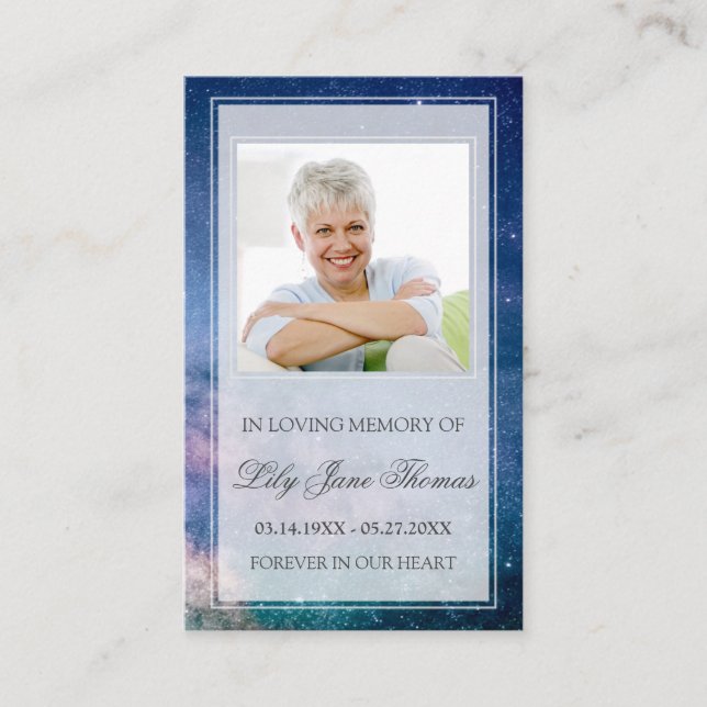 Starry Night Funeral Prayer Card | Loving Memory (Front)