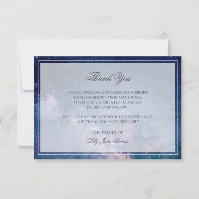 Starry Night Funeral Thank You | Memorial Card (Front)