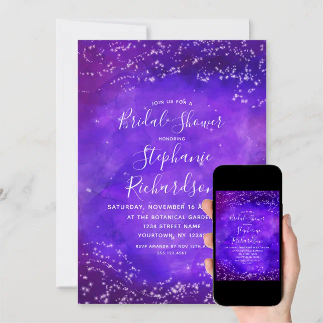 Starry Night Galaxy Bridal Shower Invitation Zazzle