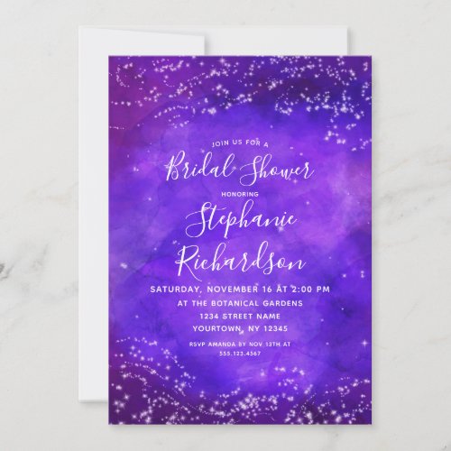 Starry Night Galaxy Bridal Shower Invitation